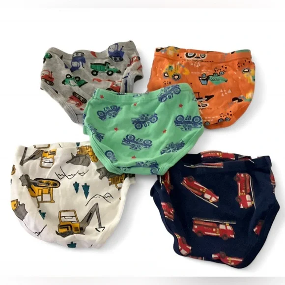 Vehicle Print Colorful Boy’s Underwear Briefs (Bundle of 5) Size 4T - Picture 2 of 3